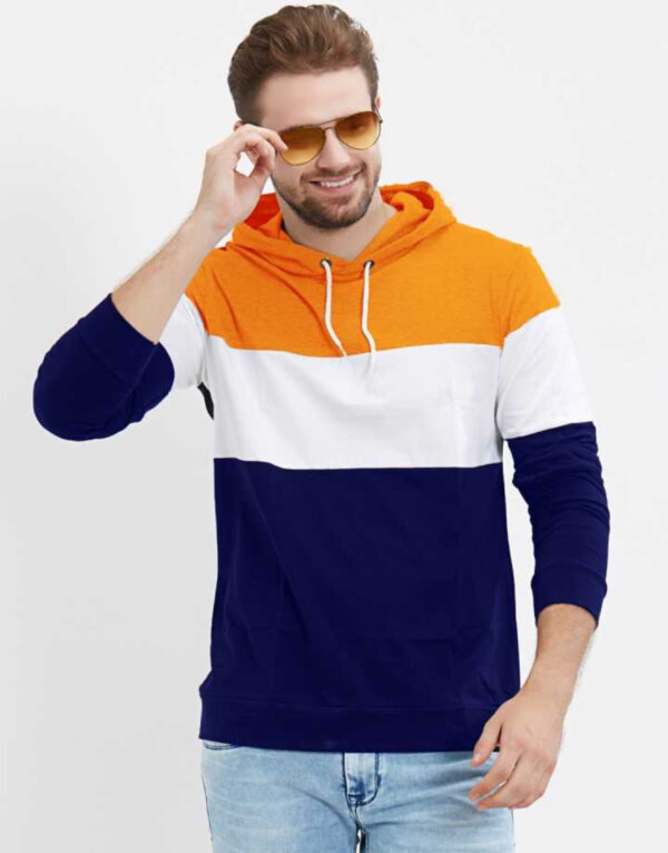 LEWEL Color Block Men Hooded Neck   T-Shirt - Image 10
