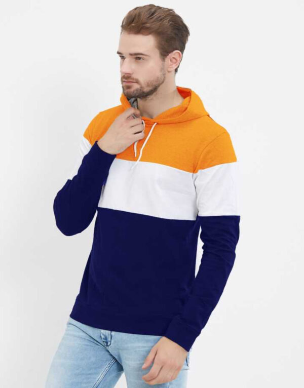 LEWEL Color Block Men Hooded Neck   T-Shirt - Image 9