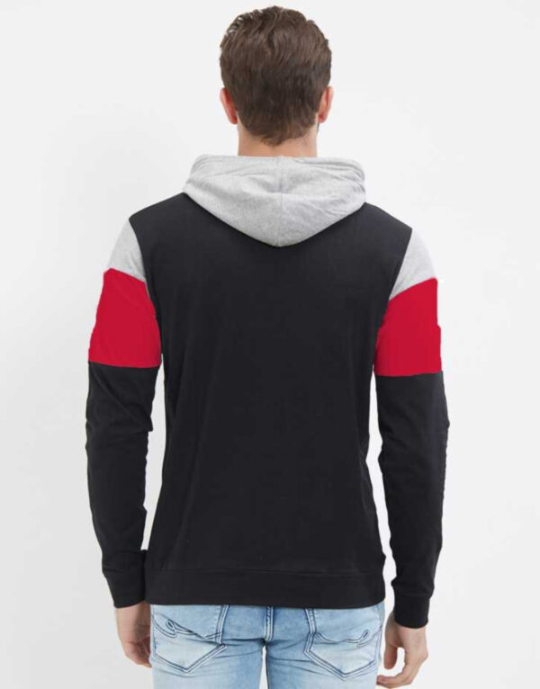 LEWEL Color Block Men Hooded Neck   T-Shirt - Image 4