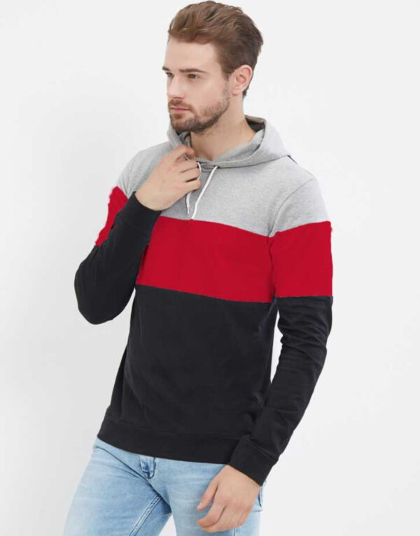 LEWEL Color Block Men Hooded Neck   T-Shirt - Image 3